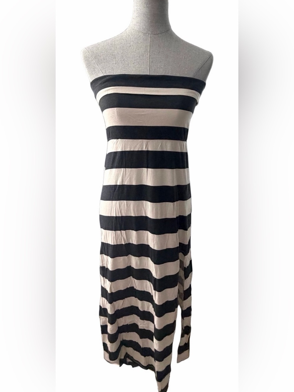 BILLABONG Cream & Black Wide Stripe Color-Block Tube Maxi Dress Cover-Up
